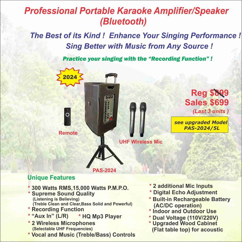 Portable Karaoke Amplifier/Speaker--PAS-2024