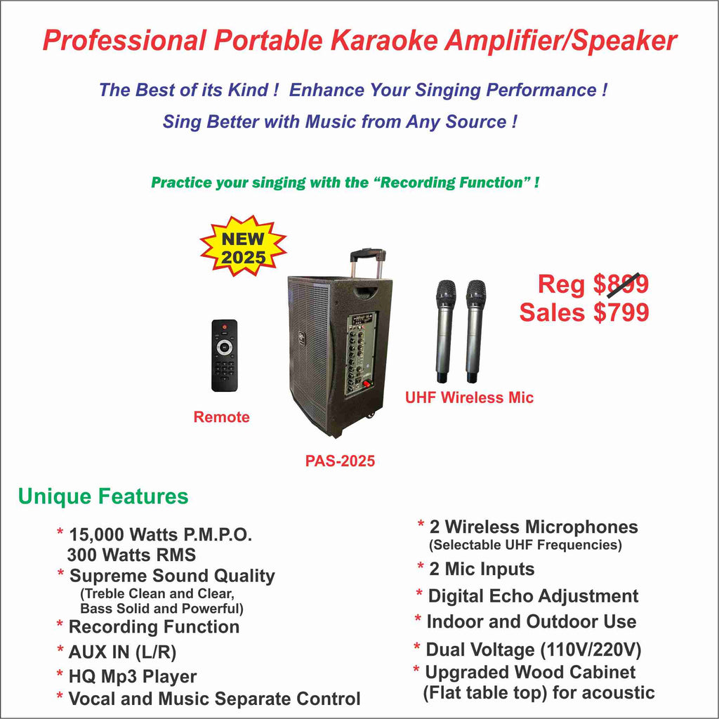 Portable Karaoke Amplifier/Speaker--PAS-2025(S)